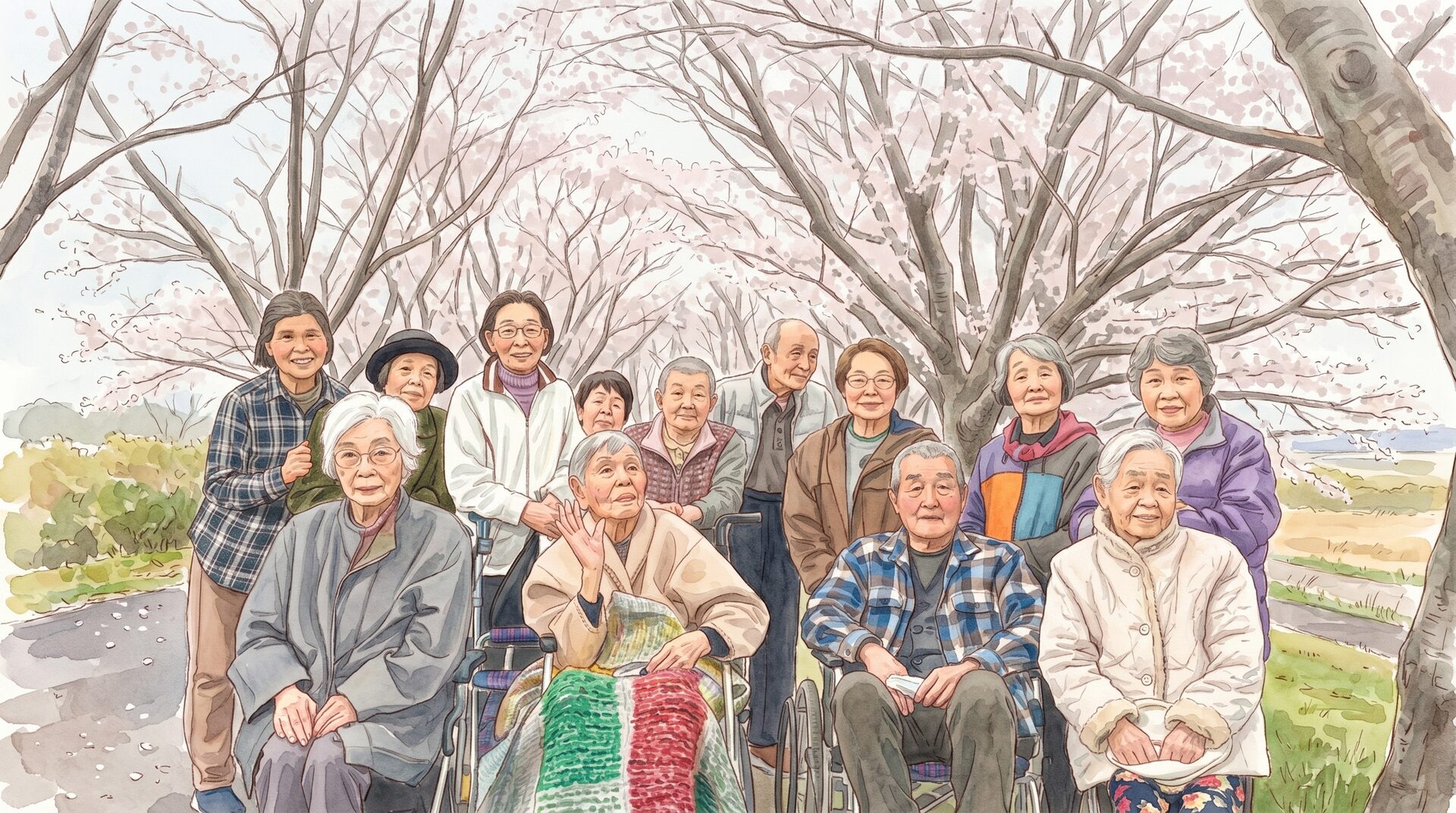 桜の下でみんなと