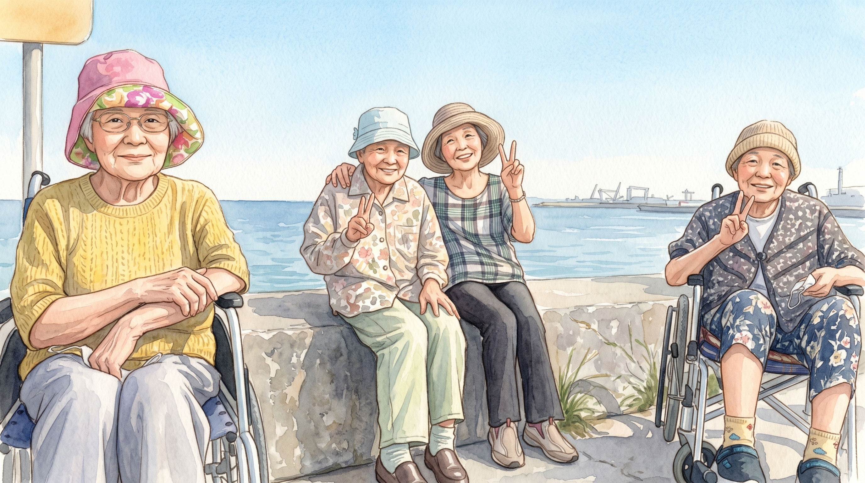 海辺でくつろぐ利用者様